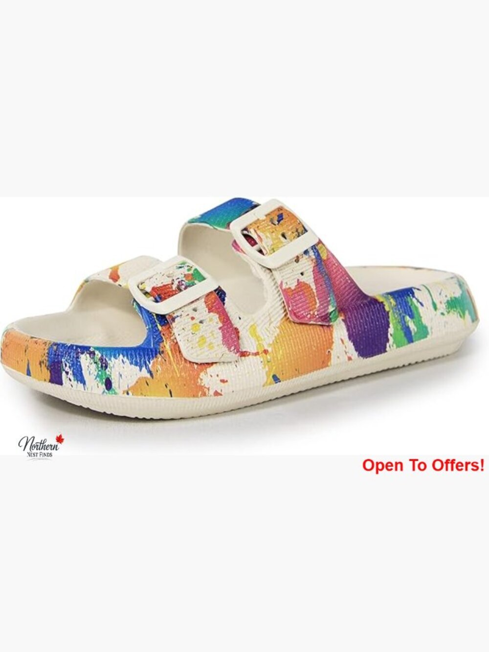 Pillow Sandals with Adjustable Buckles Thick EVA Sole Slides